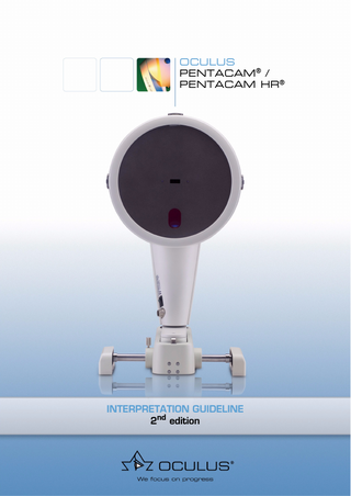 Table of Contents  Table of Contents 1 Introduction ...1 2 Description of unit and general remarks...1 3 Corneal Ectasia ...2 3.1 Case 1, Ectasia after RK, Renato Ambrósio, Jr, MD ...2 3.2 Case 2, Ectasia after LASIK?, Prof. Michael Belin ...4 4 Glaucoma...7 4.1 4.2  Case 1, General screening, Tobias Neuhann, MD...7 Case 2, YAG Laser Iridectomy, Eduardo Viteri, MD...8 4.2.1  Comments ... 10  5 Screening for refractive surgery, Prof. Michael Belin ...10 5.1  Screening Parameters, 4 maps refractive display Prof. Michael Belin ... 10 5.1.1 5.1.2 5.1.3  Suggested Installation Settings... 10 Strategy on how to go through the exams ... 11 Proposed screening parameters ... 11  5.2 Normal, astigmatic cornea, Prof. Michael Belin ... 13 5.3 Normal, astigmatic cornea, Prof. Michael Belin... 14 5.4 Normal, astigmatic cornea, Prof. Michael Belin ... 15 5.5 Astigmatism on the posterior cornea, Prof. Michael Belin ... 16 5.6 Spherical cornea, Prof. Michael Belin ... 17 5.7 Thin, spherical cornea, Prof. Michael Belin... 18 5.8 Thin cornea, Prof. Michael Belin... 19 5.9 Borderline case, Prof. Michael Belin ... 20 5.10 Displaced apex, Prof. Michael Belin... 21 5.11 Pellucid Marginal Degeneration, Prof. Michael Belin... 22 5.12 Asymmetric Keratoconus, Prof. Michael Belin ... 23 5.13 False negative on curvature map, Prof. Michael Belin... 25 5.14 Keratoconus OD > OS, Prof. Michael Belin... 26 5.15 Classic Keratoconus map, Prof. Michael Belin ... 27 6 Corneal Thickness profile, Renato Ambrosio, MD ...28 6.1 Screening for Ectacia Renato Ambrosia, Jr. MD, Marcela Q. Salomão, MD... 31 6.2 6.2 Case 1, Fuchs Dystrophy, R. Ambrosio, Jr. MD, M. Salomão, MD... 35 6.3 Case 2, Ocular Hypertension, R. Ambrosio, JR. MD, M. Salomão, MD ... 36 6.4 Case 3, Early Fuchs Dystrophy with Glaucoma, R. Ambrosio, Jr. MD, M. Salomão, MD ... 38 6.5 Screening parameter’s, Renato Ambrosio, Jr. MD... 41 7 Belin/Ambrosio Enhanced Ectasia...42 7.1 Introduction... 42 7.2 Basics... 42 7.3 Standard and enhanced fitted reference sphere (BFS)... 42 7.4 Interpretation of the Belin/Ambrosio Enhanced Ectasia Display ... 45 7.5 Pachymetry evaluation ... 46 8 Ectasia susceptibility shown in the Belin/Ambrosio (B/A) Enhanced Ectasia Display...47  Interpretation Guideline Pentacam® / Pentacam HR® (G/70700/0608/en)  ii / iv  