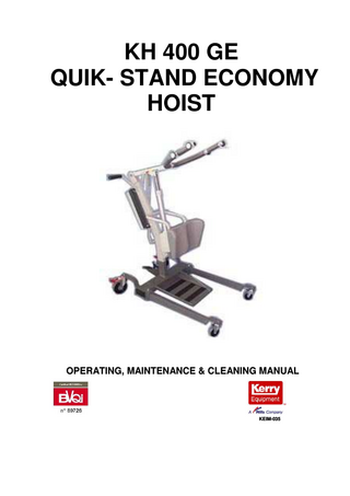 KH 400 GE QUIK- STAND ECONOMY HOIST  OPERATING, MAINTENANCE & CLEANING MANUAL  KEIM-035  