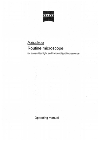 Axioskop Routine Microscope Operating Manual