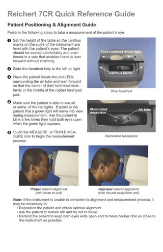 Reichert 7CR Quick Reference Guide Rev B