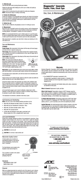 Diagnostix Aneriods Pocket, Plam, Clock Type Use, Care and Maintenance rev 7