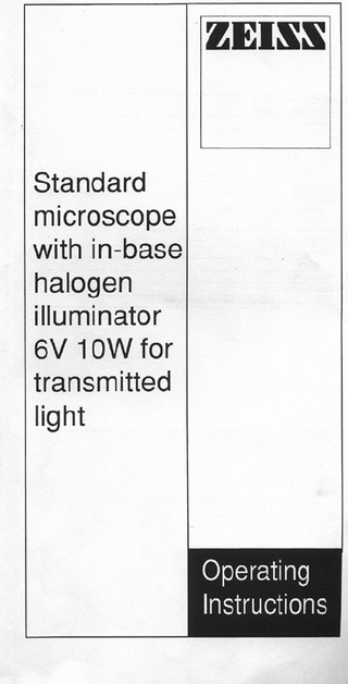 Zeiss Standard Microscope Manual