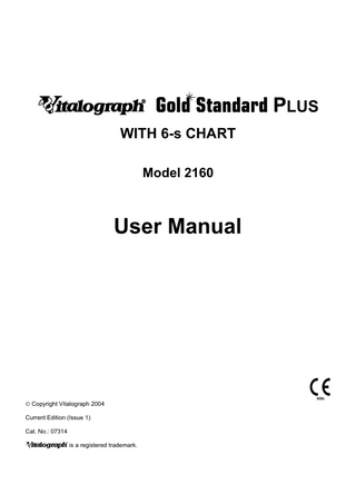 Gold Standard Plus Model 2160 User Manual Issue 1