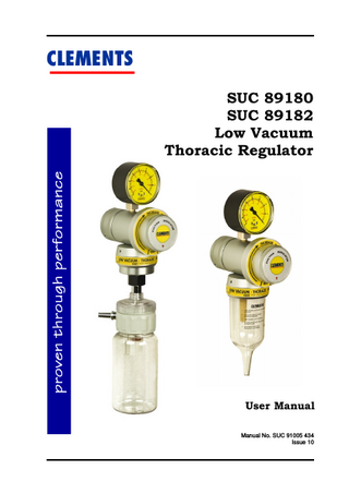 SUC 89180 and 89180 Low Vacuum Thoracic Regulator User Manual Issue 10