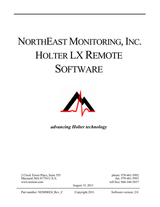 Holter LX Remote Software Operators Manual Rev C PDF download