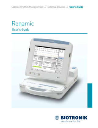 1  Table of Contents Indications for Use... 4 Intended Use... 4 Contraindications... 5 Warnings... 6 Precautions... 9 General Safety Instructions... 12 System Overview... 16 Device Overview... 18 Start Up... 21 Connecting to Renamic... 21 Switching Renamic On and Off... 25 Using Renamic... 27 Keys, Displays, and Signals... 27 Emergency Programs... 28 Telemetry... 30 Device Programs... 33 Using the Internal Printer... 34 ECG and IEGM Functions... 37 Taking Screenshots... 37 Renamic PSA... 38 Overview... 38 Parameter Overview... 43 PSA Module... 43 Saving Measurements... 45 Preferred Settings... 45 Max. pacing... 46 Burst Pacing... 47 Report... 49 Implant Testing... 51 Sensing... 51 Impedance... 52 Threshold... 53  