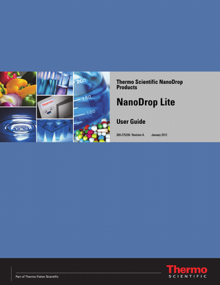 Thermo Scientific NanoDrop Products  NanoDrop Lite User Guide 269-275200 Revision A  January 2012  