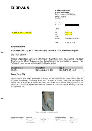 Infusomat Space series Field Safety Notice March 2018