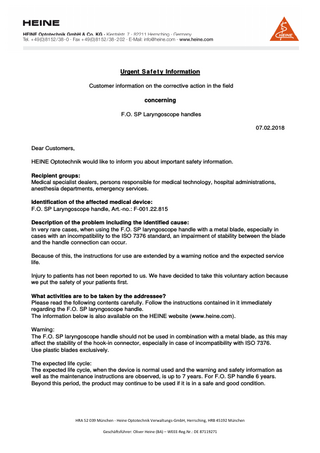 F.O.SP Laryngoscope Handles Urgent Safety Information Feb 2018