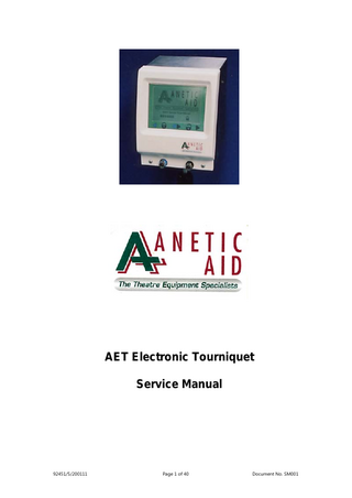 AET Electronic Tourniquet Service Manual (SM001)