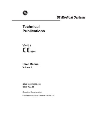 Vivid i User Manual Volume 1 Rev 03