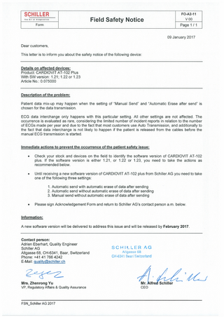 AT-102 Plus Field Safety Notice Jan 2017