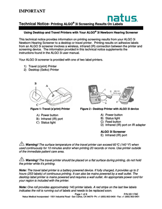 ALGO 3i Printing Technical Notice Rev E