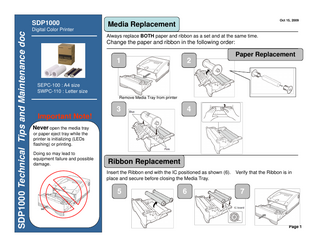 SDP1000 Technical Tips and Maintenance Document