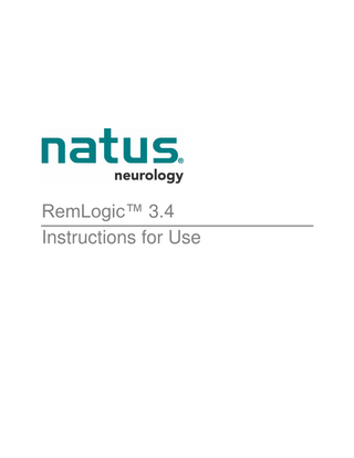 RemLogic™ 3.4  Instructions for Use  Table of Contents Items marked with an “*” are not available with the license free version of RemLogic.  Introduction ... 1 Warnings, Cautions, and Certifications ... 2 Warnings and Cautions ...2 Intended Use ...3 Certifications ...3 Safety and Regulatory Information ...3  Getting Started... 4 System Requirements ...4 Desktop ...4 Laptop ...5 Hardware ...6 Hardware Compatibility ...7 Driver* ...7 Firmware ...7  Installing RemLogic ...8 Getting Started...8 Verifying and Installing Prerequisites ...8 Installing RemLogic 3.4 ...8 Installation Components ...10 Post-Installation Optimization for Windows 7* ...11  Starting and Closing RemLogic ... 12 Daylight Savings Adjustment* ... 13 License Management ... 13 Activating a RemLogic License ...13 Renewing a RemLogic License...14 Licensed Components ...14 Returning a RemLogic License ...15  Recording Device Setup ... 16 Automatic Detection of New Embletta or Embletta Gold Devices ...16 Installing the Embletta Device Driver ...16 Installing the Embletta ...17 Installing the Embletta Gold ...18 Installing a Power Embla Device* ...19 Installing the Embletta MPR ...19 Installing the Embla titanium* ...20 Installing the Bluetooth Adapter*...22 Installing ResMed Tx Link* ...23 Installing the MDrive* ...25 Installing a Video Capture Device* ...26 Installing a Photic Device* ...27  i  