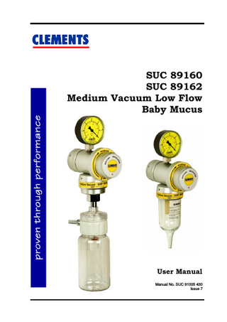 SUC 89160 and 89162 Medium Vacuum Low Flow Baby Mucus User Manual Issue 7