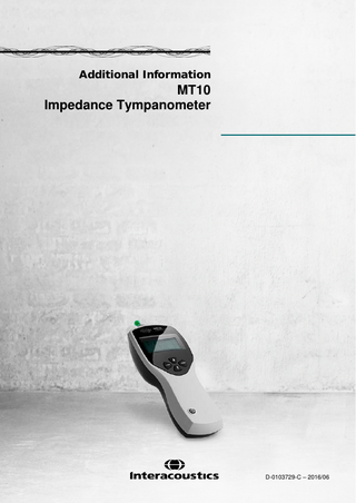 Table of Contents 1  Using the MT10 ... 1 1.1 1.2 1.3 1.4  2.  Installing & replacing batteries ... 1 Controls and indicators ... 1 The Probe ... 2 Start up and menu display ... 2  Taking Measurements ... 3 2.1 2.2 2.3 2.4  Prior to testing and Ambient conditions ... 3 Performing a test ... 3 Ear seal check ... 6 Reflex auto stop... 7  3.  Saving Results in the Database ... 9  4.  Sending the Results to a Printer ... 11  5.  Sending the Results to a Computer ... 13  6.  Data Management ... 15 6.1 6.2 6.3 6.4 6.5  List records ... 15 Print records ... 16 Send records to a PC ... 16 Delete records ... 16 Performing daily checks ... 16  7.  Error Messages... 19  8.  Recommended Litterature ... 21  