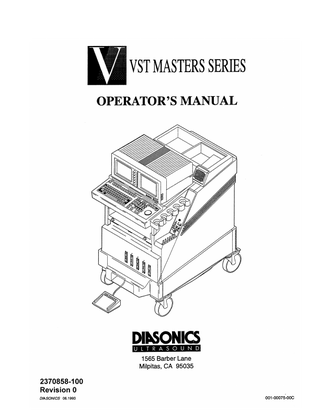 DIASONICS INC VST SPECTRA MASTER SERIES