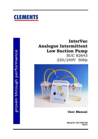 SUC 82643 InterVac Analogue Intermittent Low Suction Pump User Manual Issue 5