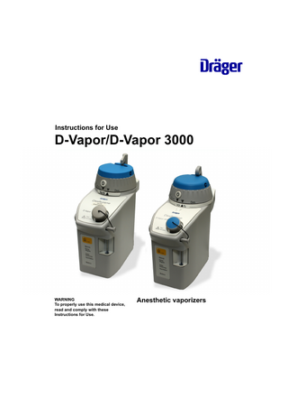 D Vapor and D-Vapor 3000 Instructions for Use Edition 9 June 2012