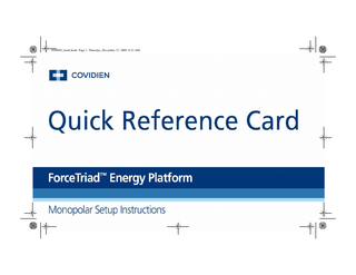 ForceTriad Monopolar Set Instructions Quick Reference Card