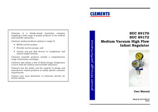 SUC 89170 and 89172 Medium Vacuum High Flow Infant Regulator User Manual Issue 2