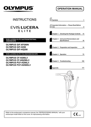 GIF-XP - HP Series EVIS LUCERA ELITE GASTROINTESTINAL VIDEOSCOPE Operation Manual May 2014