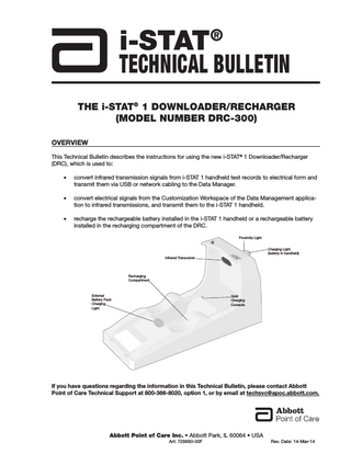 i-STAT 1 Technical Bulletin Downloader - Recharger Rev Date March 2014