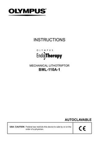 BML-110A-1 MECHANICAL LITHOTRIPTOR  Instructions June 2006