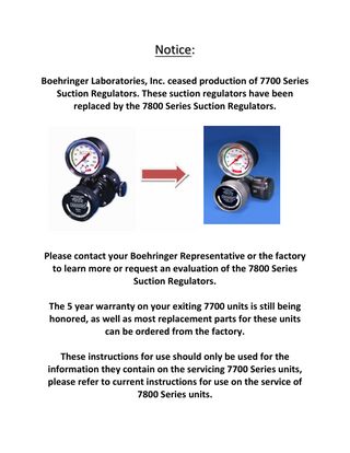 7700 series Suction Regulator User Manual July 2009