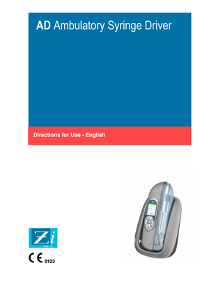 AD Ambulatory Syringe Driver Directions for Use Issue 10 Oct 2008