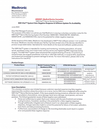 NIM Vital System Urgent Medical Device Correction