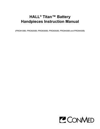 HALL Titan Battery Handpieces Instruction Manual Rev D