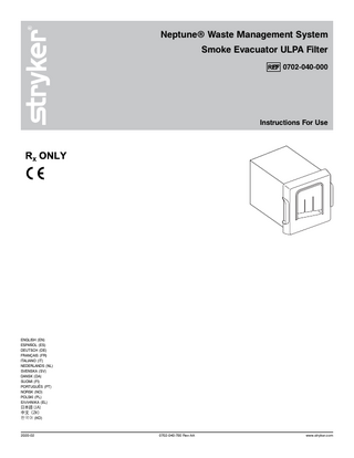 Neptune Smoke Evacuator ULPA Filter Instructions for Use Rev AA Feb 2020