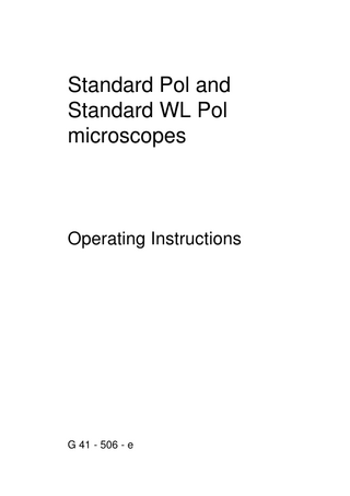 Standard POL & Standard WL POL Microscope Operating Instructions