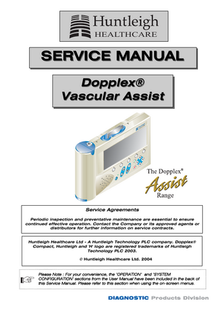 Table of Contents  HEALTHCARE  Contents  Page No.  1. General Information...4 1.1 1.2 1.3 1.4 1.5 1.6 1.7  Introduction...4 System Components...4 Servicing Policy...5 Acoustic Safety...6 Product Description...7 Antistatic Handling, Electro Static Discharge (ESD)...8 Construction...8  2. Quality, Reliability and Safety...9 2.1 2.2 2.3 2.4 2.5 2.6 2.7  General Safety...9 Safety Testing...10 Power Adaptor...10 Assist Host and Docking Station...10 Cleaning...11 Preventative Maintenance...11 CE Marking...11  3. Specifications...12 3.1 3.2 3.3 3.4 3.5  EN60601-1 Classification...12 General...12 Environmental...12 Physical...13 Sensors...13  4. Technical Classification...14 4.1 4.2  The Doppler Principle...14 Doppler Audio Processing...14  5. Main PCB Circuit Description...15  2  5.1 5.2 5.3 5.4 5.5 5.6 5.7 5.7.1 5.8 5.9 5.10 5.11 5.12 5.13 5.14 5.15 5.16 5.17 5.18 5.19 5.20 5.21 5.22 5.23 5.24 5.25  Introduction...15 Overview of Circuit Functionality...15 The AMD SC400 Micro Controller...15 CPU Clocks...15 ROM / FLASH Interface...15 DRAM Controller...16 SC400 Functions Used by the PMA Main PCB...16 PC Card Socket 1 (PCMCIA Port)...17 Flash Memory...17 Battery Level Comparator...17 On/Off Detect CIrcuit...17 Clock Ladder...18 Docking Power and Detect Circuit...18 VR Micro Controller...18 Dual Port RAM Interface...19 Ultra I/O...19 Parallel Port...19 Serial Port...20 32KHz Oscillator...20 RESET and Watchdog Circuit...20 Graphics Controller...21 Memory Addressing...21 Contrast and Brightness Control...21 Touch Screen Control...22 Key Pad Interface...22 Touch Screen Controller...22  