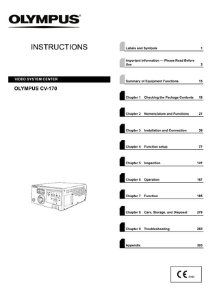 CV-170 VIDEO SYSTEM CENTER Instructions April 2013