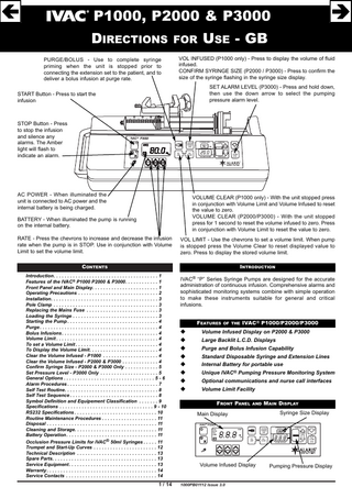 IVAC P1000, P2000 & P3000 Directions for Use Issue 3