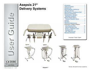 Asepsis 21 Delivery Systems User Guide Rev D April 2013