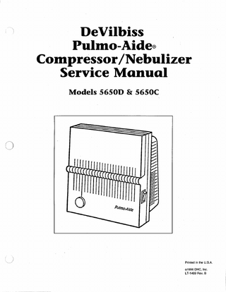 Pulmo-Aide Models 5650D&5650C Service Manual Rev B