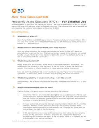 Alaris Pump Module 8100 Safety Notification Dec 2016