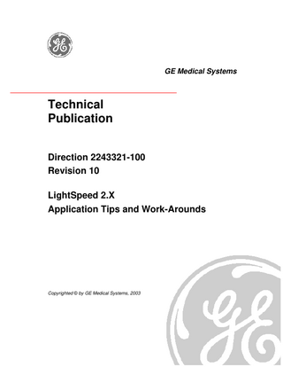 LightSpeed 2.X Application Tips and Workarounds Rev 10 Nov 2003