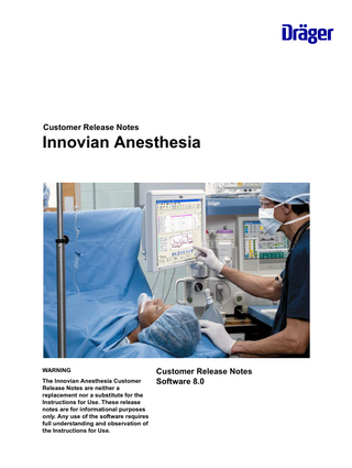 Innovian Anesthesia Customer Release Notes Ver 8.0 Ed 2 March 2022