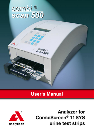 User‘s Manual Analyzer for CombiScreen® 11 SYS urine test strips  