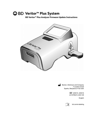 BD Veritor Plus Analyzer Firmware Update Instructions Sept 2021