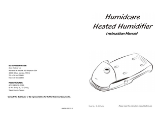 Instruction Manual  EU REPRESENTATIVE: Apex Medical S.L. Alameda de Recalde 50, Despacho 304 48008 Bilbao. Vizcaya. SPAIN TEL:+34-944706408 FAX:+34-944706409 MANUFACTURER: APEX MEDICAL CORP. 9, Min Sheng St., Tu-Cheng, Taipei County, Taiwan  Consult the distributor or EU representative for further technical documents.  Model No.: 9S-004 Series 666028-0000 V1.0  Please read the instruction manual before use.  