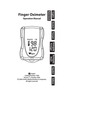 Finger Oximeter 1900 Operation Manual Ver 11 Oct 2006