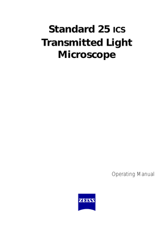 Standard 25 ics Transmitted Light Microscope Operating Manual