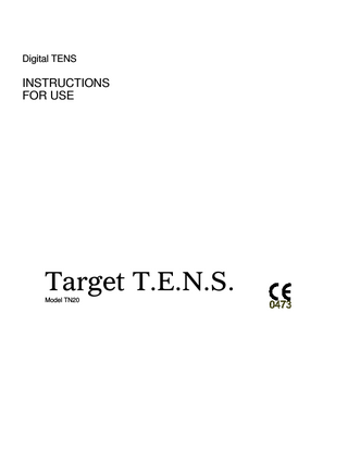 Digital TENS Model TN20 Instructions for Use Rev 1 Jan 2009