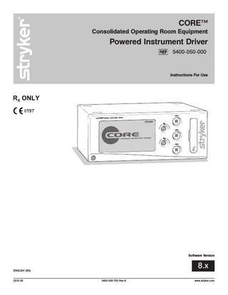 CORE Instructions for Use Rev K Sw Ver 8.x Aug 2012